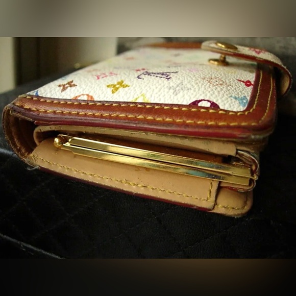 Auth Rare LOUIS VUITTON White Murakami Tresor Clutch Wallet Handbag Accessory LV - Picture 4 of 12